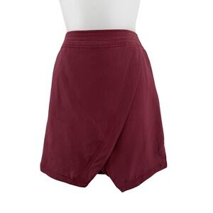 Madewell Skirt Womens Small Burgundy Silk Wrap Front Tulip Hem Lined Holiday